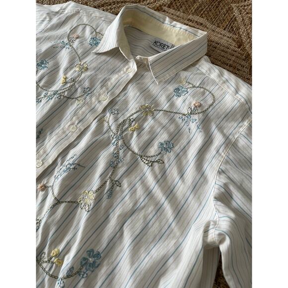 KORET Francisca Floral Embroidered Button Up SZ XL Cotton Blend - Picture 1 of 8